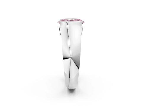 White gold Fancy Pink Oval Cut Solitaire Bezel Set Diamond Ring with Wide Band_14