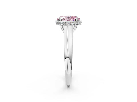 White gold Fancy Pink Oval Cut Solitaire Diamond Engagement Ring with Four-Prong Setting and Tapered Band_14