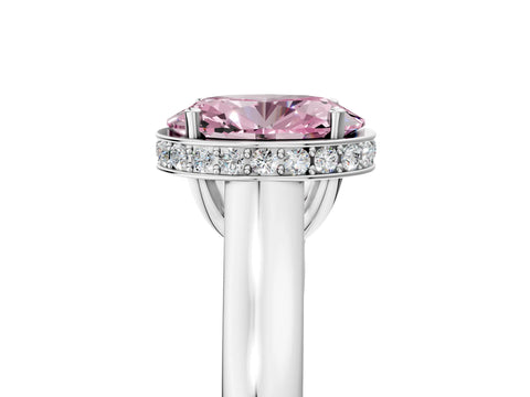 White gold Fancy Pink Oval Cut Solitaire Diamond Engagement Ring with Four-Prong Setting and Tapered Band_17