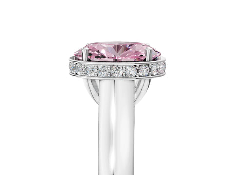 White gold Fancy Pink Oval Cut Solitaire Diamond Engagement Ring with Four-Prong Setting and Tapered Band_5