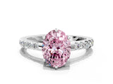 White gold Fancy Pink Oval Cut Solitaire Diamond Engagement Ring with Pavé Band and Six-Prong Setting_12