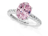 White gold Fancy Pink Oval Cut Solitaire Diamond Engagement Ring with Pavé Band and Six-Prong Setting_13