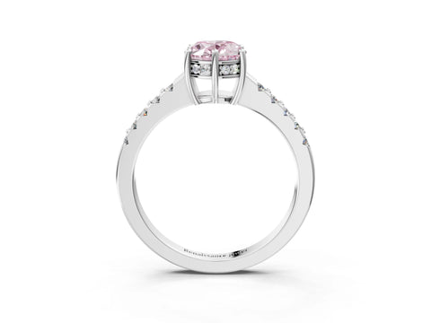 White gold Fancy Pink Oval Cut Solitaire Diamond Engagement Ring with Pavé Band and Six-Prong Setting_15