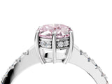 White gold Fancy Pink Oval Cut Solitaire Diamond Engagement Ring with Pavé Band and Six-Prong Setting_16