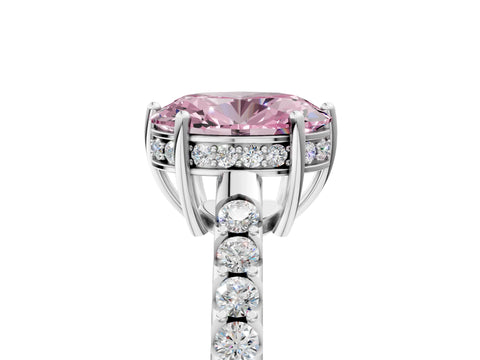 White gold Fancy Pink Oval Cut Solitaire Diamond Engagement Ring with Pavé Band and Six-Prong Setting_17