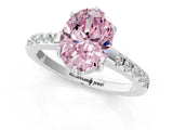 White gold Fancy Pink Oval Cut Solitaire Diamond Engagement Ring with Pavé Band and Six-Prong Setting_25