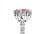 White gold Fancy Pink Oval Cut Solitaire Diamond Engagement Ring with Pavé Band and Six-Prong Setting_29
