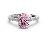 White gold Fancy Pink Oval  Cut Solitaire Diamond Engagement Ring with Pave Band and Four-Prong Setting_158
