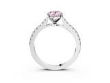 White gold Fancy Pink Oval  Cut Solitaire Diamond Engagement Ring with Pave Band and Four-Prong Setting_162