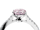 White gold Fancy Pink Oval  Cut Solitaire Diamond Engagement Ring with Pave Band and Four-Prong Setting_163