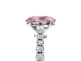 White gold Fancy Pink Oval  Cut Solitaire Diamond Engagement Ring with Pave Band and Four-Prong Setting_164