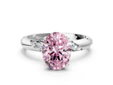 White gold Fancy Pink Oval Cut Solitaire Diamond Engagement Ring with Twisted Pave Band and Four-Prong Setting_19