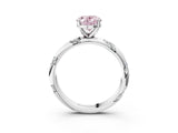 White gold Fancy Pink Oval Cut Solitaire Diamond Engagement Ring with Twisted Pave Band and Four-Prong Setting_22
