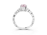 White gold Fancy Pink Oval Cut Solitaire Diamond Ring with Infinity Twist Band and Four-Prong Setting_3