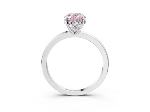 White gold Fancy Pink Oval Cut Solitaire Diamond Ring with Prong Setting and Plain Band_3