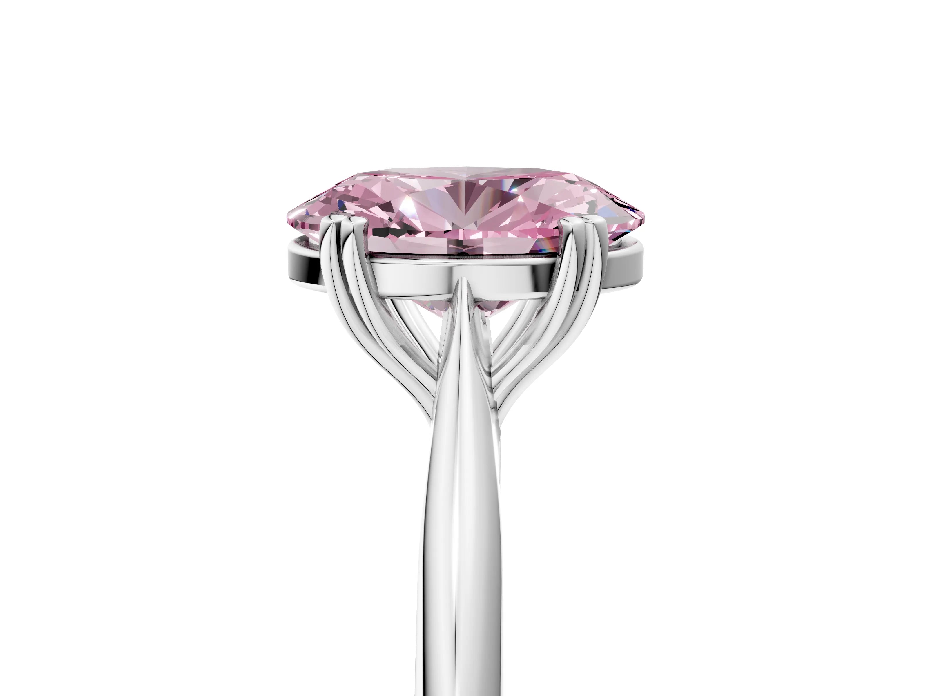 White gold Fancy Pink Oval Cut Solitaire Diamond Ring with Six-Prong Setting and Classic Band_5