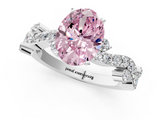 White gold Fancy Pink Oval  Cut Solitaire Diamond Twisted Band with Pave Setting_59