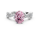 White gold Fancy Pink Oval  Cut Solitaire Diamond Twisted Band with Pave Setting_59
