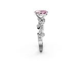 White gold Fancy Pink Oval  Cut Solitaire Diamond Twisted Band with Pave Setting_60