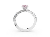 White gold Fancy Pink Oval  Cut Solitaire Diamond Twisted Band with Pave Setting_61