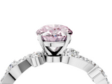 White gold Fancy Pink Oval  Cut Solitaire Diamond Twisted Band with Pave Setting_62