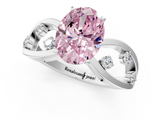 White gold Fancy Pink Oval  Cut Solitaire Diamond with Side Stones on Criss-Cross Band and Four-Prong Setting_4