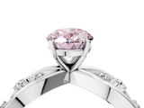 White gold Fancy Pink Oval  Cut Solitaire Diamond with Side Stones on Criss-Cross Band and Four-Prong Setting_7