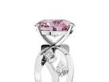 White gold Fancy Pink Oval  Cut Solitaire Diamond with Side Stones on Criss-Cross Band and Four-Prong Setting_8