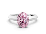 White gold Fancy Pink Oval  Cut Solitaire Engagement Ring with Flat Band and Four-Prong Setting 1