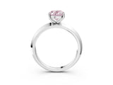 White gold Fancy Pink Oval  Cut Solitaire Engagement Ring with Flat Band and Four-Prong Setting 4