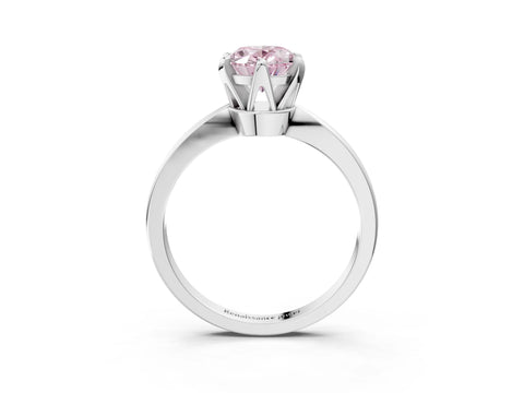White gold Fancy Pink Oval Cut Solitaire Engagement Ring with Six-Prong Setting and Tapered Band_3