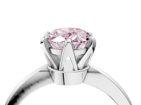 White gold Fancy Pink Oval Cut Solitaire Engagement Ring with Six-Prong Setting and Tapered Band_4