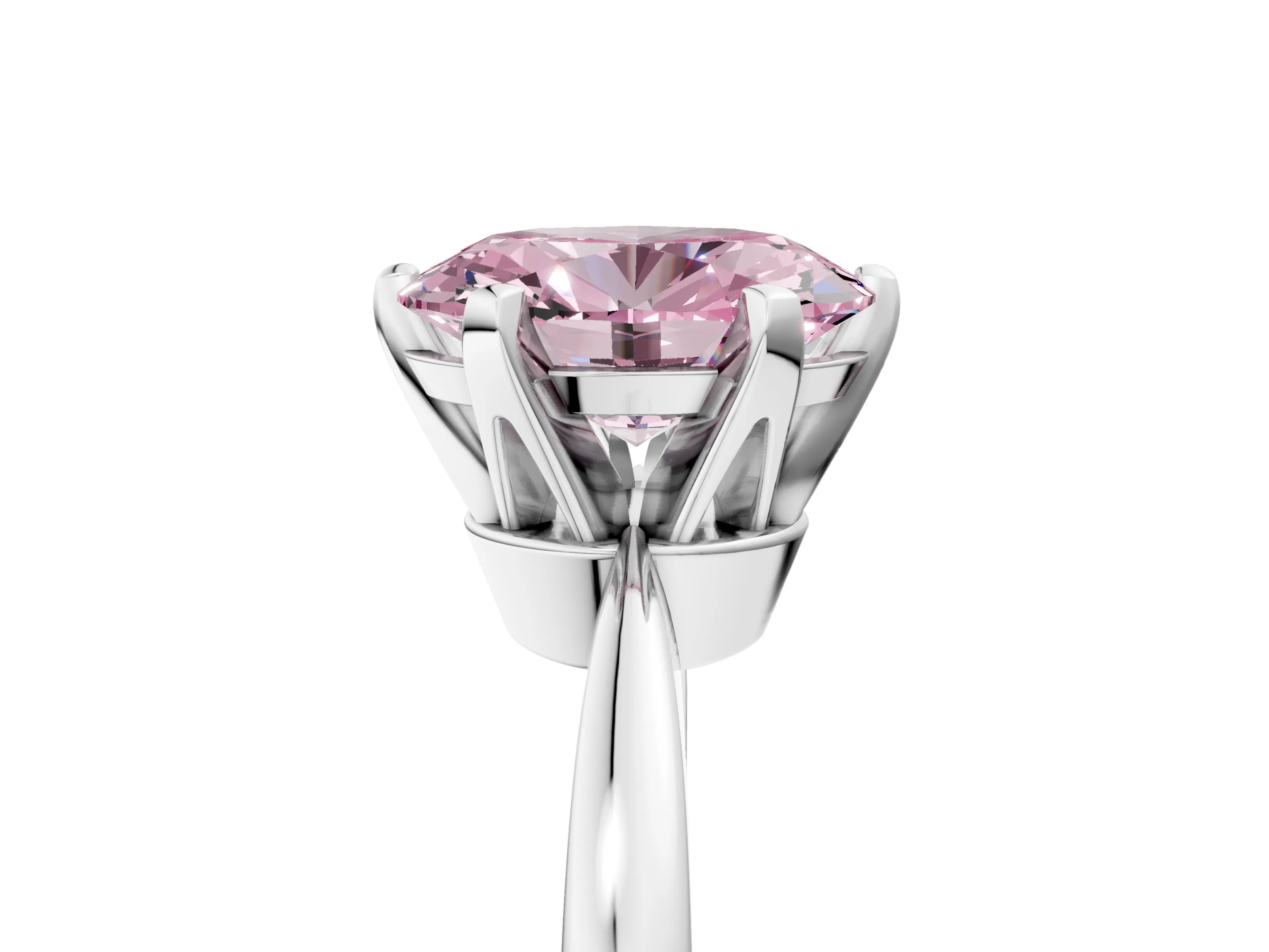 White gold Fancy Pink Oval Cut Solitaire Engagement Ring with Six-Prong Setting and Tapered Band_5