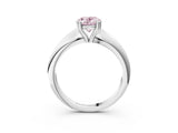 White gold Fancy Pink Oval  Cut Solitaire Engagement Ring with Tapered Band and Four-Prong Setting 3
