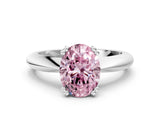 White gold Fancy Pink Oval  Cut Solitaire Engagement Ring with Tapered Band and Four-Prong Setting