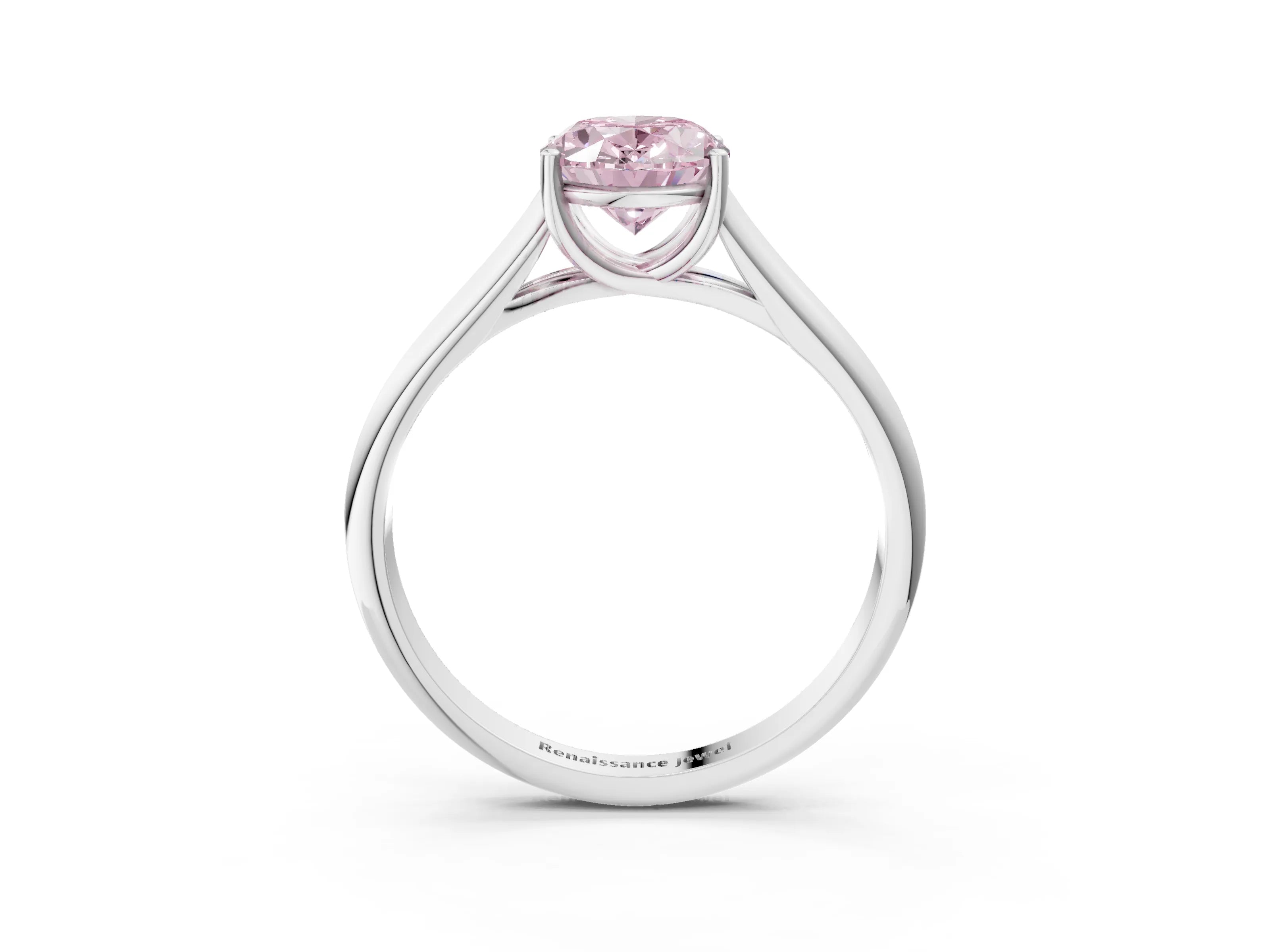 White gold Fancy Pink Oval Cut Solitaire Engagement Ring with Tapered Band and Four-Prong Setting_30