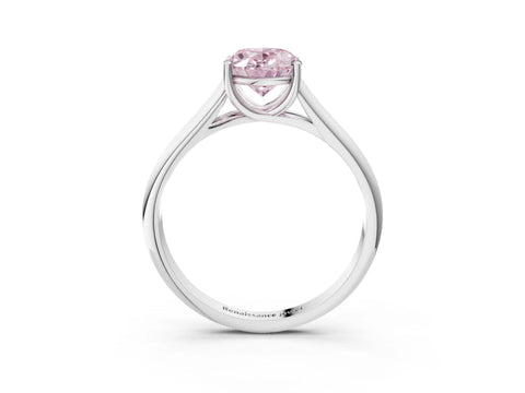 White gold Fancy Pink Oval Cut Solitaire Engagement Ring with Tapered Band and Four-Prong Setting_30