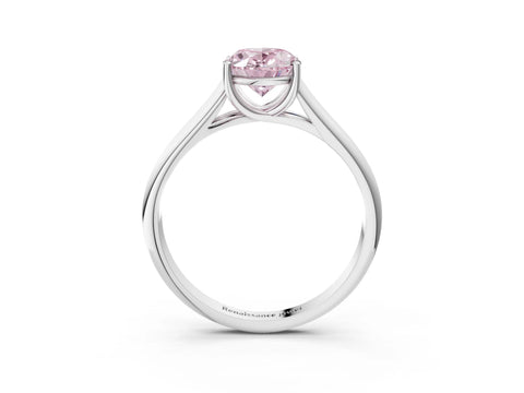 White gold Fancy Pink Oval Cut Solitaire Engagement Ring with Tapered Band and Four-Prong Setting_6