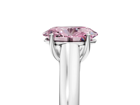 White gold Fancy Pink Oval Cut Solitaire Engagement Ring with Tapered Band and Four-Prong Setting_8