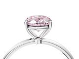 White gold Fancy Pink Oval  Cut Solitaire Engagement Ring with Thin Band and Four-Prong Setting_7