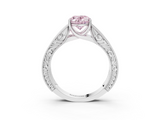 White gold Fancy Pink Oval  Cut Solitaire Engraved Band with Four-Prong Setting_64