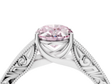 White gold Fancy Pink Oval  Cut Solitaire Engraved Band with Four-Prong Setting_65