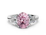 White gold Fancy Pink Oval  Cut Solitaire Floral Diamond Ring with Four-Prong Setting_36