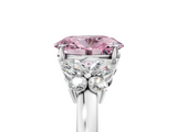 White gold Fancy Pink Oval  Cut Solitaire Floral Diamond Ring with Four-Prong Setting_41
