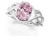 White gold Fancy Pink Oval Cut Solitaire Intertwined Band Prong Setting Ring_1