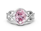 White gold Fancy Pink Oval Cut Solitaire Intertwined Band Prong Setting Ring