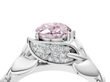 White gold Fancy Pink Oval Cut Solitaire Leaf-Inspired Engagement Ring with Prong Setting_4