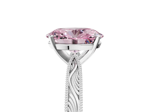 White gold Fancy Pink Oval Cut Solitaire Milgrain Engraved Band with Four-Prong Setting_17