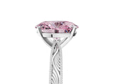 White gold Fancy Pink Oval Cut Solitaire Milgrain Engraved Band with Four-Prong Setting_5