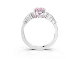 White gold Fancy Pink Oval Cut Solitaire Milgrain Leaf Band with Prong Setting_15